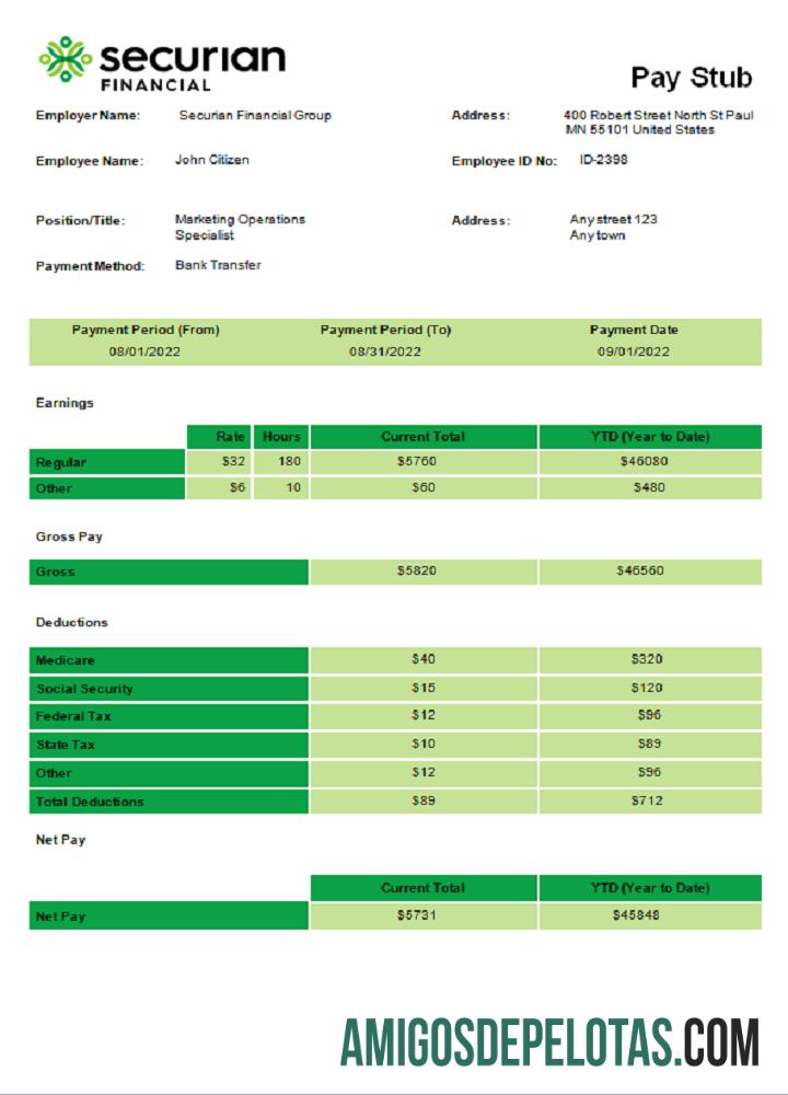 Folha de funcionário da seguradora dos EUA baixar para verificação